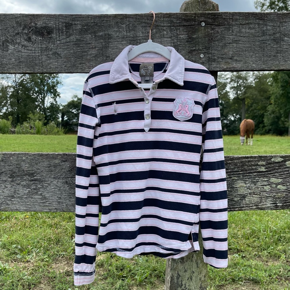 Goode Rider Girls Long Sleeve Polo - size 12 runs small